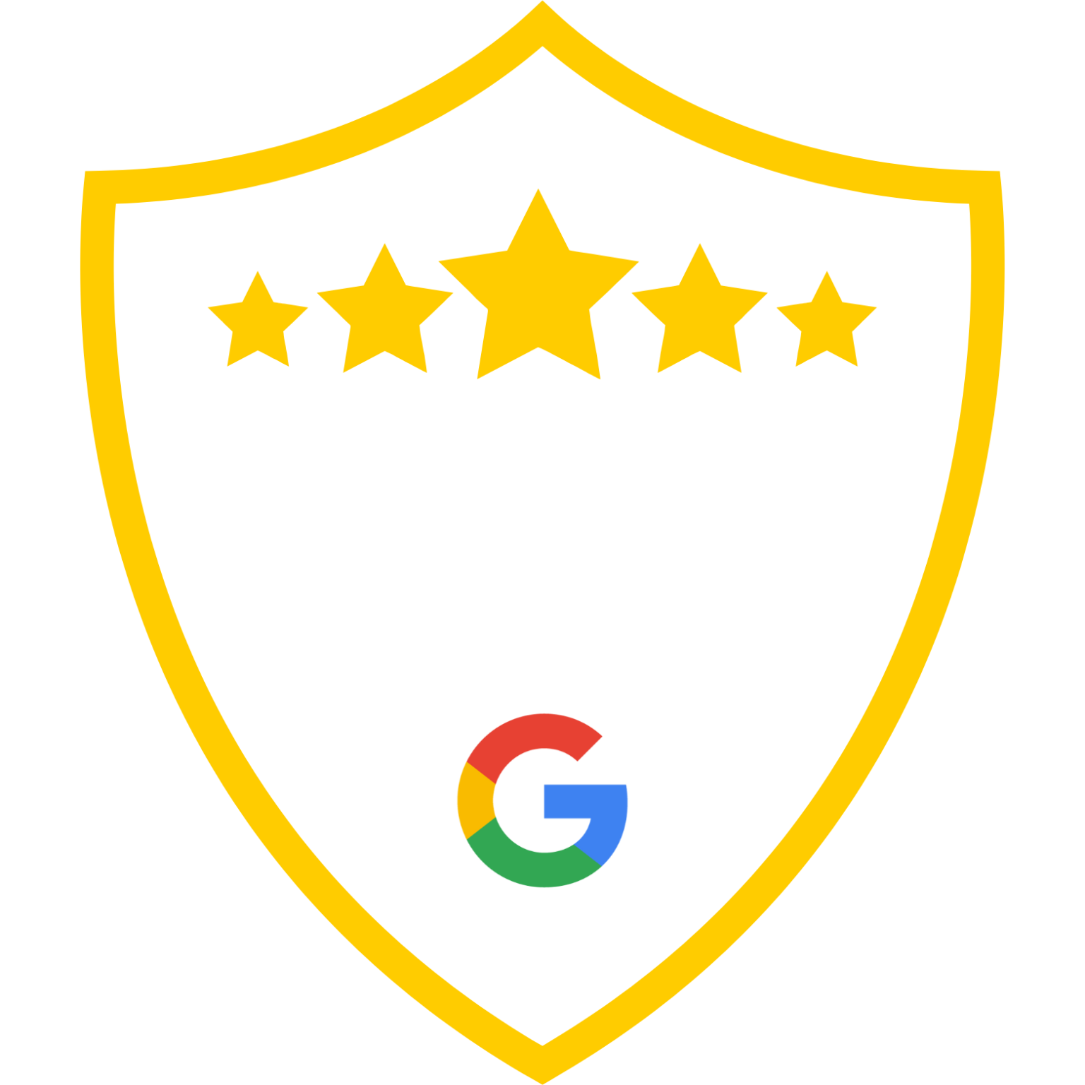 A 5 star rated Google badge