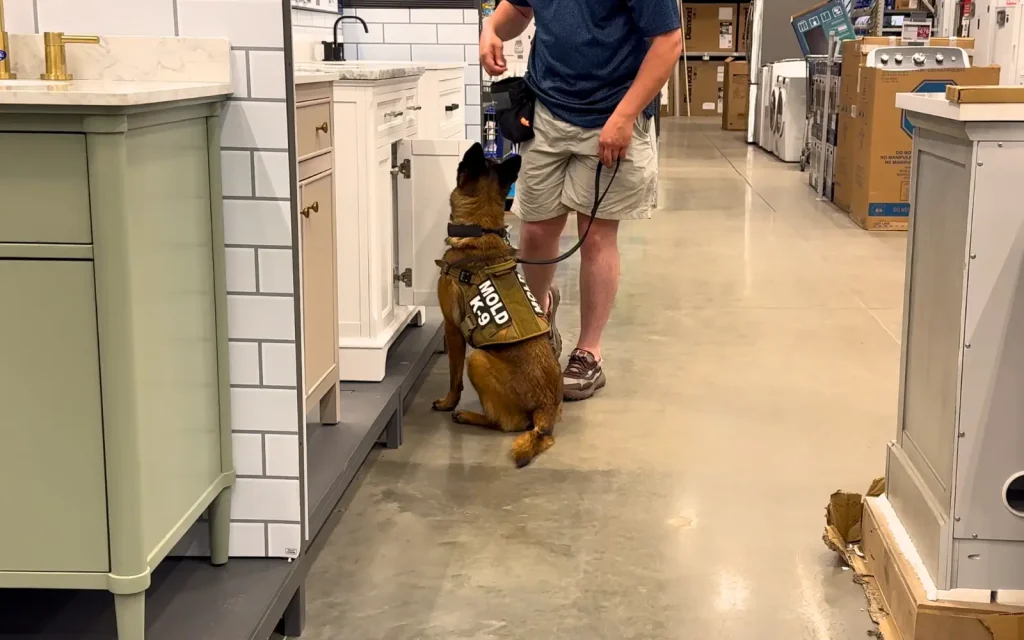 A mold dog during a retail mold inspection