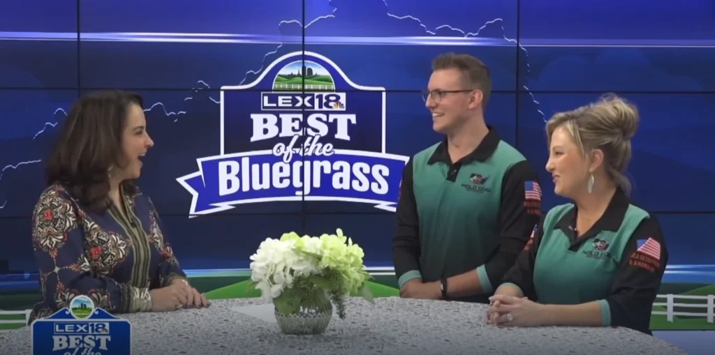 Tina and Caleb, co-founders of Mold Dog Network, being interviewed on LEX 18