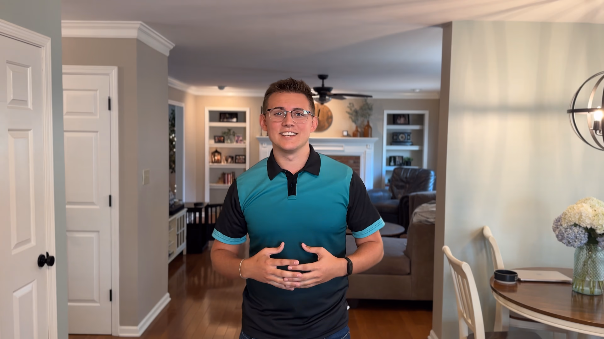 Caleb, co-owner of Mold Dog Network, in a residential home