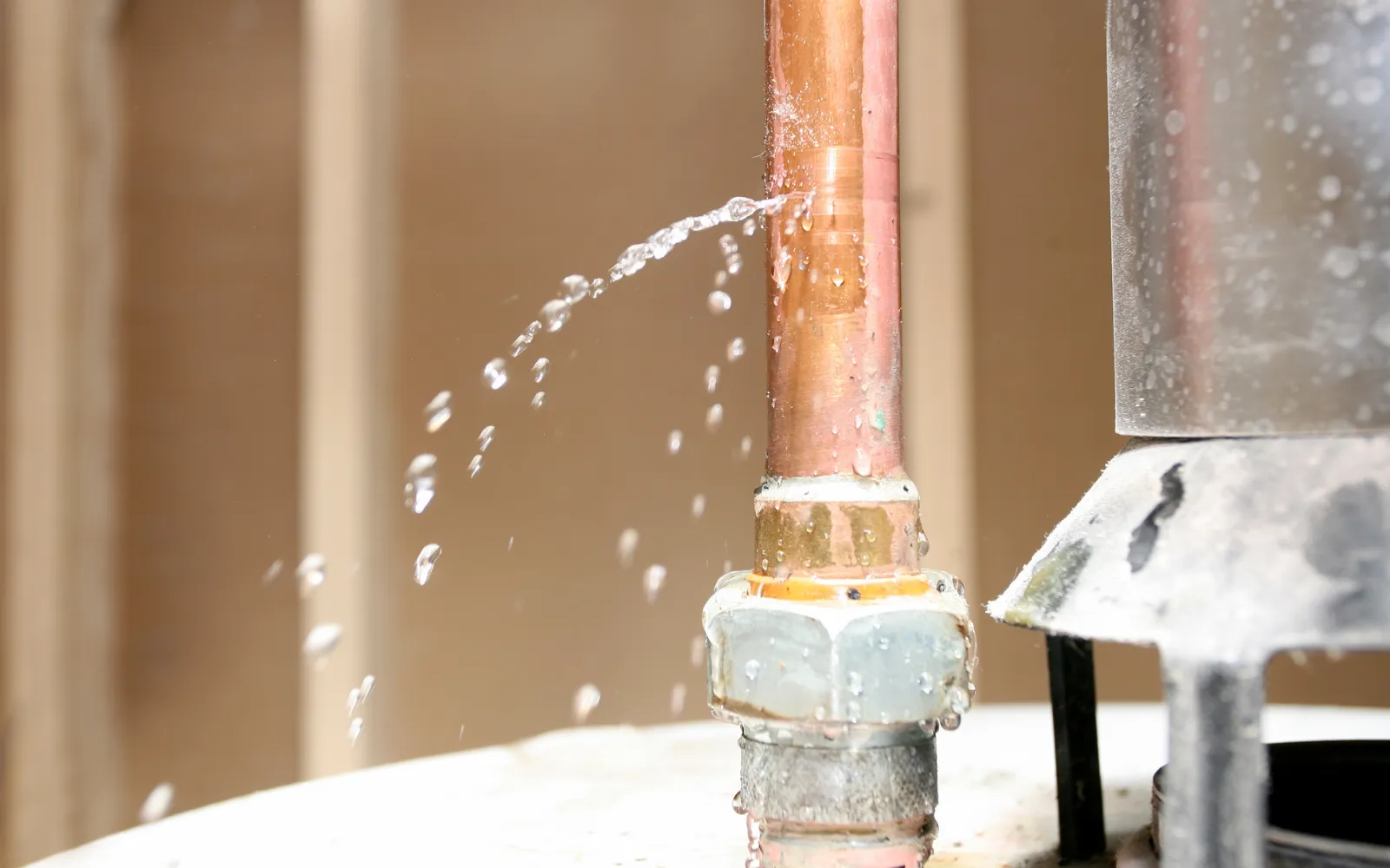 A leaking pipe that may cause mold growth over time