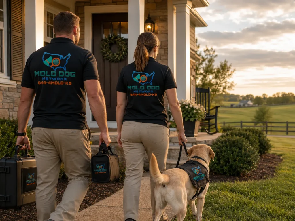 The Mold Dog team entering a home in Kentucky for a mold inspection