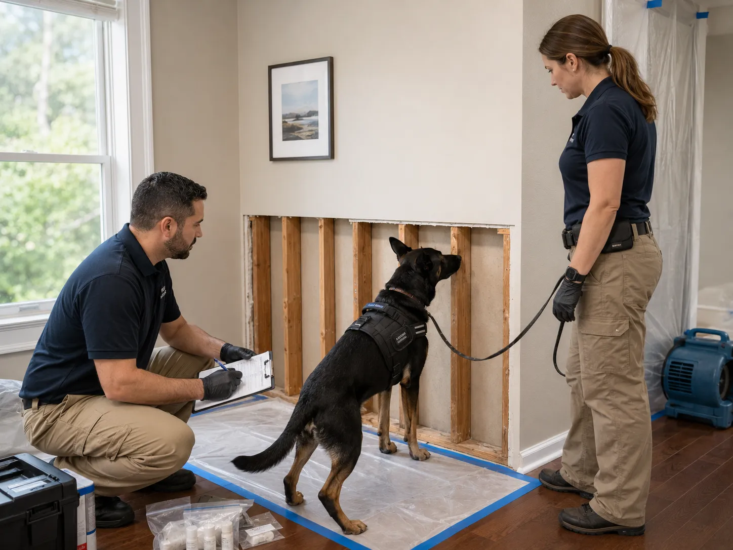 Mold Dog Network performing post-remediation validation for a homeowner